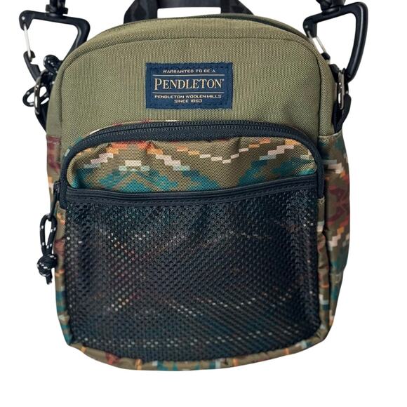 Pendleton Smith Rock Crossbody Bag 9"x8" Southwestern Aztec Green Travel Mesh - Picture 1 of 12